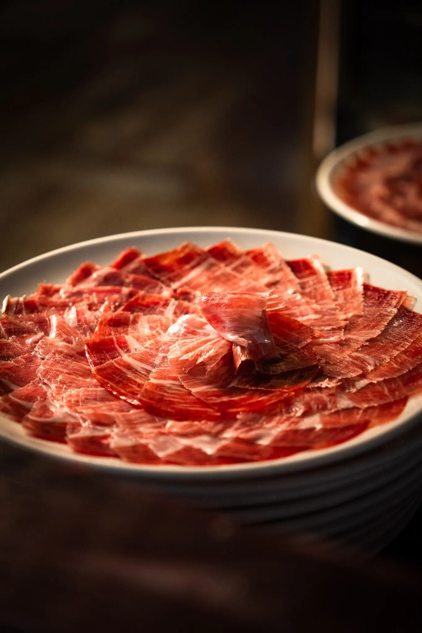 Plato de jamón ibérico en el Restaurante La Caleta, Adeje